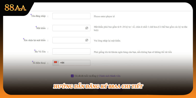 Hướng dẫn đăng ký 88aa chi tiết